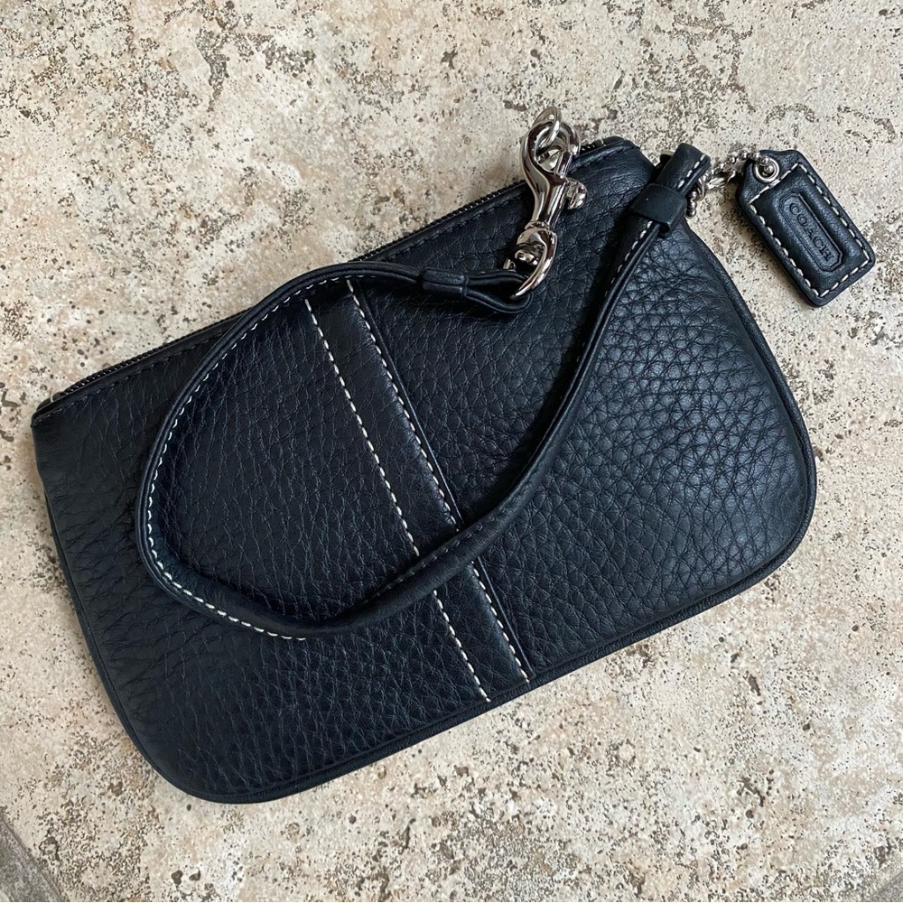 COACH Black Leather Wristlet